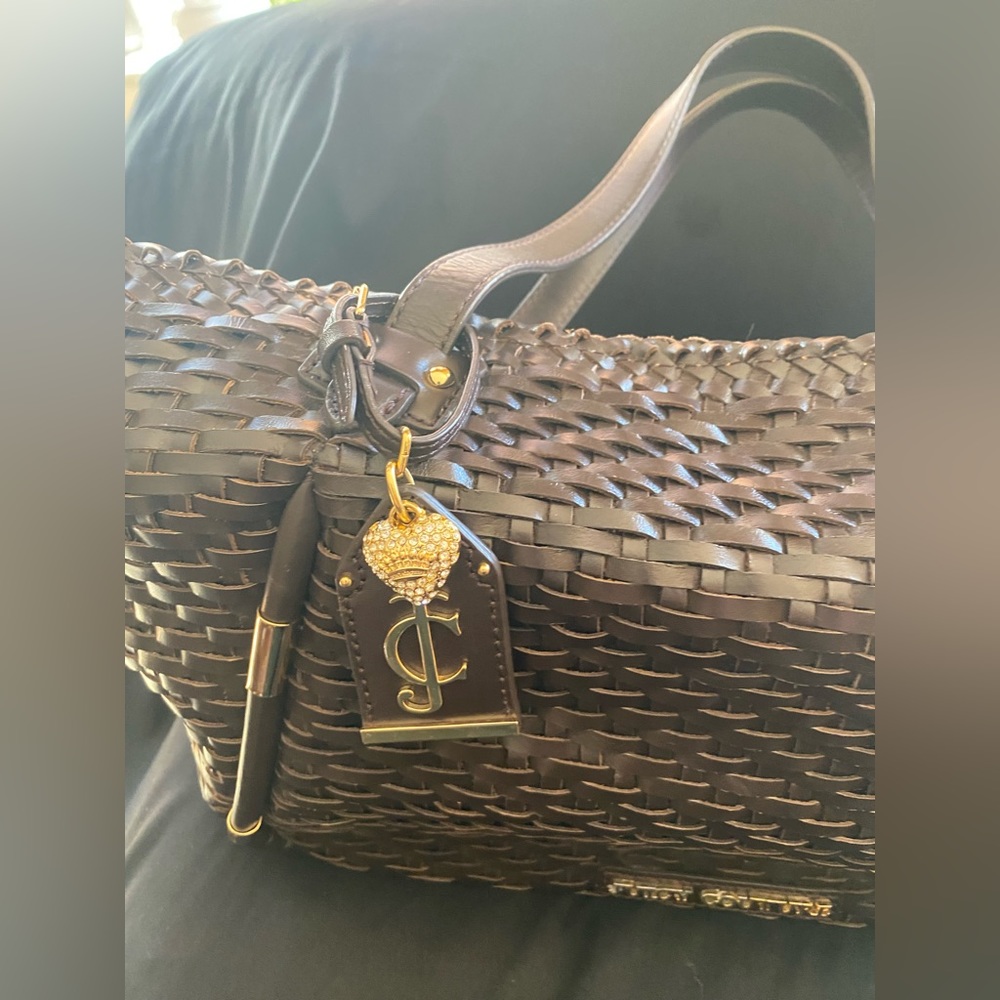 Juicy Couture Huge Brown Woven Leather Tote!! EUC RARE Stunningly Gorgeous 💛HP💛 - Picture 2 of 16